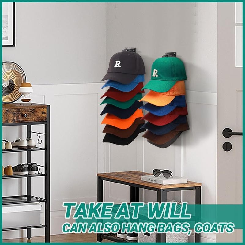 2-Pack Black Hat Organizer for Wall/Door/Closet Storage, Holds 16 Baseball