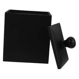 KONTONTY Cotton Swabs Storage Box with Lid Black Toothpick Organizer for Home Use Ideal for Cosmetic Cotton Buds Pads and Balls Elegant Vanity Storage Solution