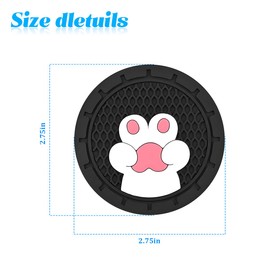 FALVFUN Car Cup Holder Coaster, 2PCS 2.75" Silicone Anti-Slip Cute Dog Paw Insert Vehicle Water Bottle Holder Pad, Insulation Embedded Drink Mat for Women, Universal for Sedan Truck SUV (StyeleC)