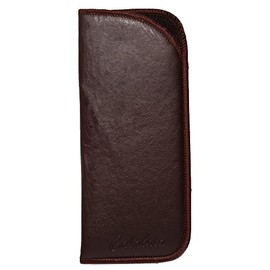 Calabria Half Slip-in Soft Eyeglass Case PU Leather Felt Brown Men Women Vertical Flat Eye Glasses Pouch Sunglasses Holder