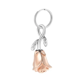 constantlife Rose Flower Urn Keychain Cremation Jewelry for Ashes, Stainless Steel Memorial Pendant Gift Funeral Keepsake (Rose Gold)