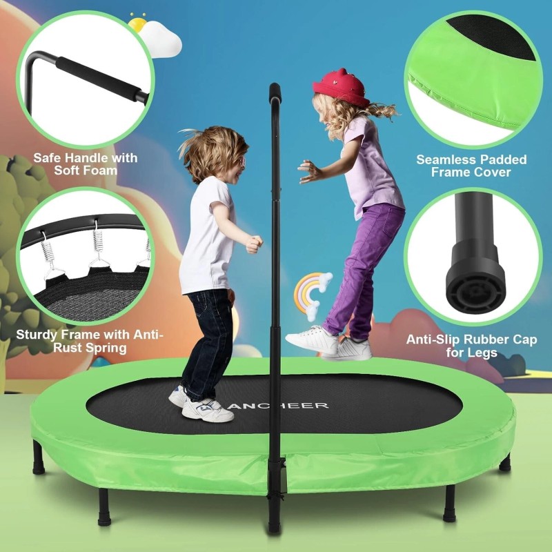 Unbranded Foldable Trampoline, Mini Rebounder Trampoline with Adjustable Handle, Exercise~