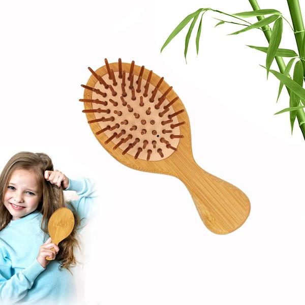 DHinkyoung Air Cushion Comb, Bamboo Hair Brush, Portable Travel Hair Brush, Anti-Static Detangling Comb for Smoothing, Massage, Reduce Tangles and Hair Breakage