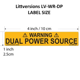 Littversions 20 Pack 4"x1" Warning Dual Power Source Outdoor Rated Laminated Label Sticker Vinyl Heavy Duty Pressure Sensitive Waterproof Ultra Durable