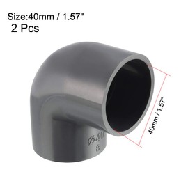 sourcing map PVC Pipe Fitting 40mm Slip Socket 90 Degree Elbow Coupling Connector Gray 2Pcs