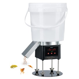 Pond Fish Feeder, Briidea Automatic Pond Fish Feeder, 4L Capacity, Animal-Proof Design, Low Battery Alert, Ideal for Daily Use and Vacation Feeding