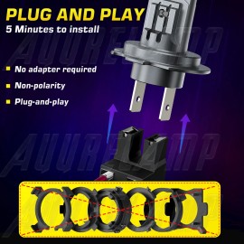 AuureLamp H7 H7 10000K LED Headlight Kit Combo Bulbs High Low Beam Super Bright White 4x