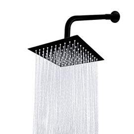 Cabeza de Ducha de Lluvia Negro Mate de Alta Presión, Regadera Cuadrada de Acero Inoxidable de 10 Pulgadas, Cabezal de Ducha de Lluvia Ultrafina con M