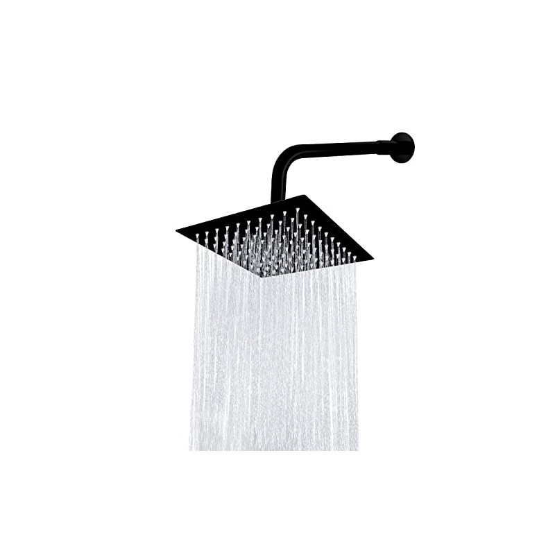 Cabeza de Ducha de Lluvia Negro Mate de Alta Presión,