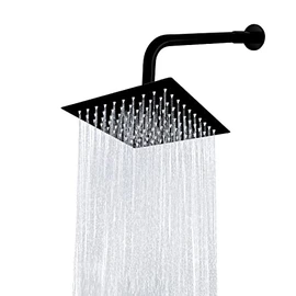 Cabeza de Ducha de Lluvia Negro Mate de Alta Presión, Regadera Cuadrada de Acero Inoxidable de 10 Pulgadas, Cabezal de Ducha de Lluvia Ultrafina con M