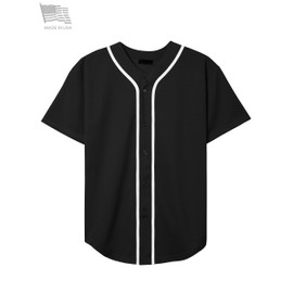 Hat and Beyond Mens Baseball Button Down Jersey (Medium, 01up01_Black/White)