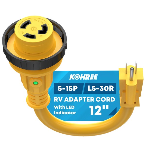 Kohree RV Adapter Plug 30 Amp to 15 Amp 110V,