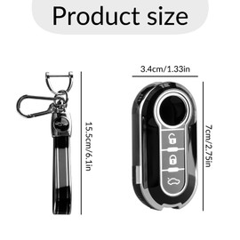 Bojueshaw Keys Cover Case,Buttons Flip Key Case Shel,TPU Remote Key Fob Protector for FIAT 500/500X/Panda/Ducato Models(Black)