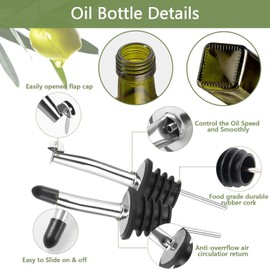 17oz Olive Oil Dispenser Bottle, 500ml Oil & Vinegar Cruet with 2 Stainless Steel Pourers, 2 Labels,1 Brush and 1 Funnel for Kitchen-Green