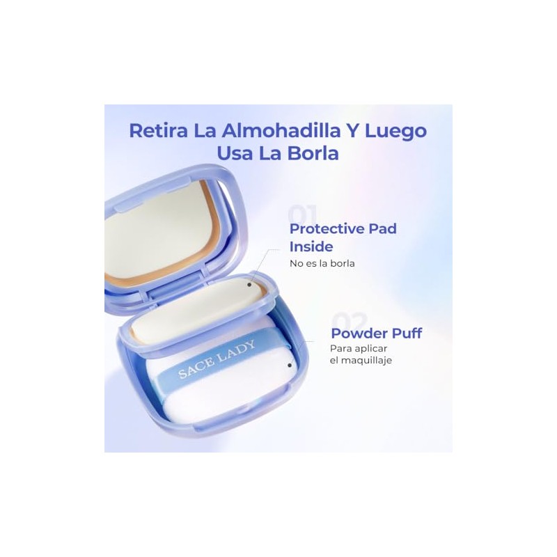 SACE LADY Flawless Master Polvo Compacto Waterproof，Maquillaje en Polvo Traslúcido，Control