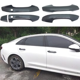 AOKIO ABS Carbon Fiber Style Exterior Door Handle Cover Trim for Kia K5 2020 2021 2022 2023 2024 2025 with Smart Keyhole (Not for Optima 2015-2019)