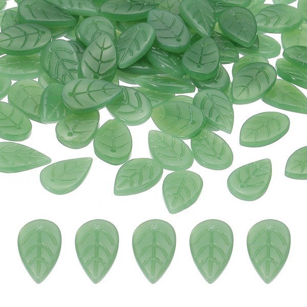 PATIKIL Leaf Beads, 100Pcs Crystal Leaf Beads Translucent Czech Glass