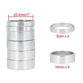 PLATT Bicycle Ahead Stem Spacer 1 Inch Aluminium MTB Road Bike Spacers Headset Spacer 5 mm/10 mm for 25.4 mm Stems and Forks (6 Pieces)