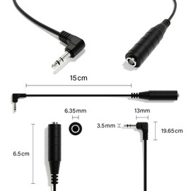 ExcelValley - Stereo Adapter Cable - 3.5mm TRS to 1/4" TRS - Professional Audio Adapter for Headphones, Microphones, Mixers, Amplifiers and Recording Equipment [Angled]