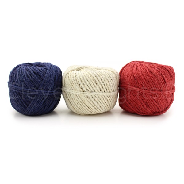 CleverDelights Red White and Navy Jute Twine Combo Pack - 150 Yards - 2mm Diameter - Natural Jute Twine