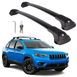 Roof Rack Cross Bars Compatible with Jeep Cherokee 2014-2023, 260lbs Heavy Duty Lockable Aluminum Roof Rails Crossbars Cargo Bars Canoe Rooftop Luggage