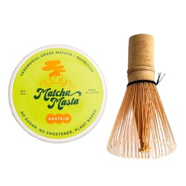 Matcha Masta Matcha + Protein 2-piece Set - Ceremonial Grade Matcha (40g, 1.41 oz), Plant-based Protein - Zero Sugar, Vegan - For Strength and Energy