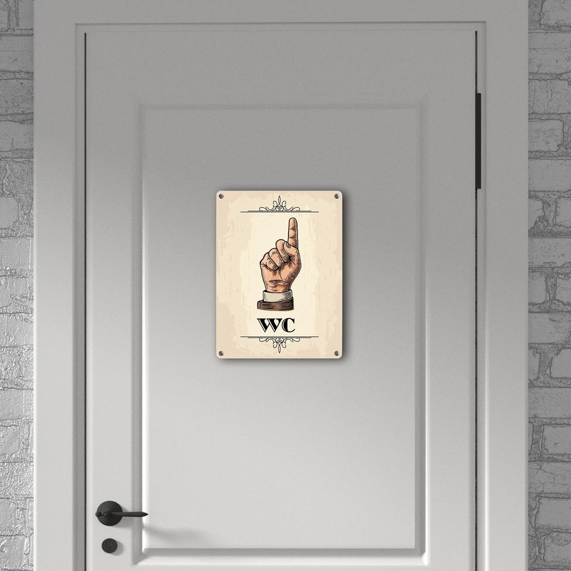 Vintage Toilet Sign Direction Sign Passage in Beige