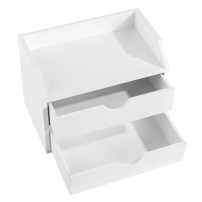 ROSE BLOOM White Wood Desk Organizer with 2 Drawer, Mini