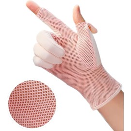 Guantes de Protección UV Guantes para Manejar Guantes de Verano para Mujer Protección Solar UV 2 Dedos Malla Giratoria Pantalla Táctil Guantes de Mano de Secado Rápido para Conducir