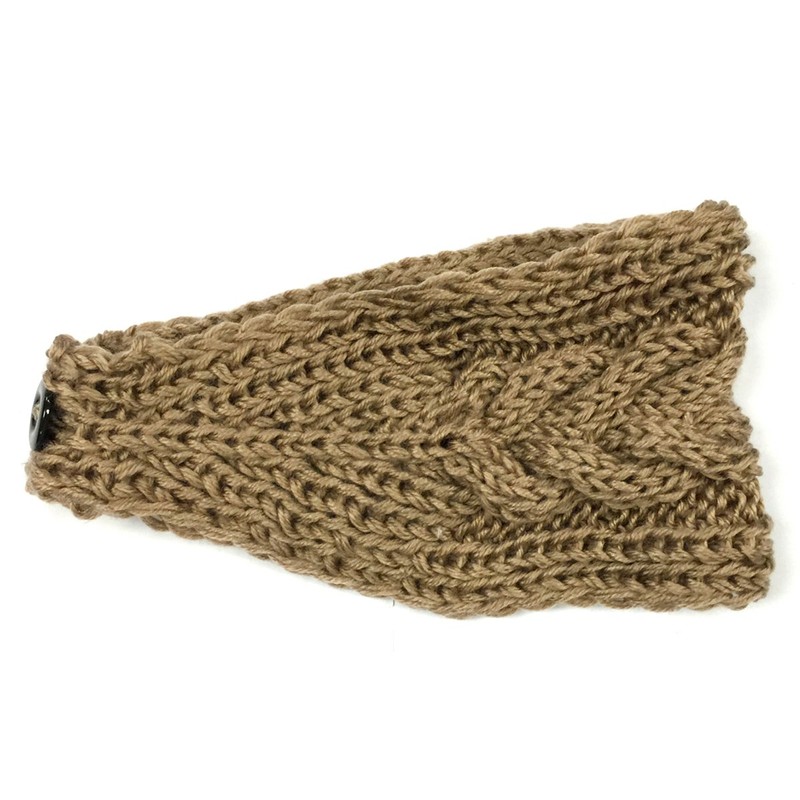 Wrapables Winter Warm Thick Cable Knit Headband, Khaki