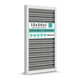 12x20x1 HVAC Furnace Air Filter, Reusable Washable Electrostatic Furnace Filter, MERV 8, Lasts a Lifetime, Breathe Fresher, Home And Office (Actual Size:11.69x19.8x0.8 Inch)