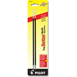 PILOT Ballpoint Ink Refills for Better or EasyTouch Stick Pens, Fine Point, Red Ink, 2-Pack (77217)