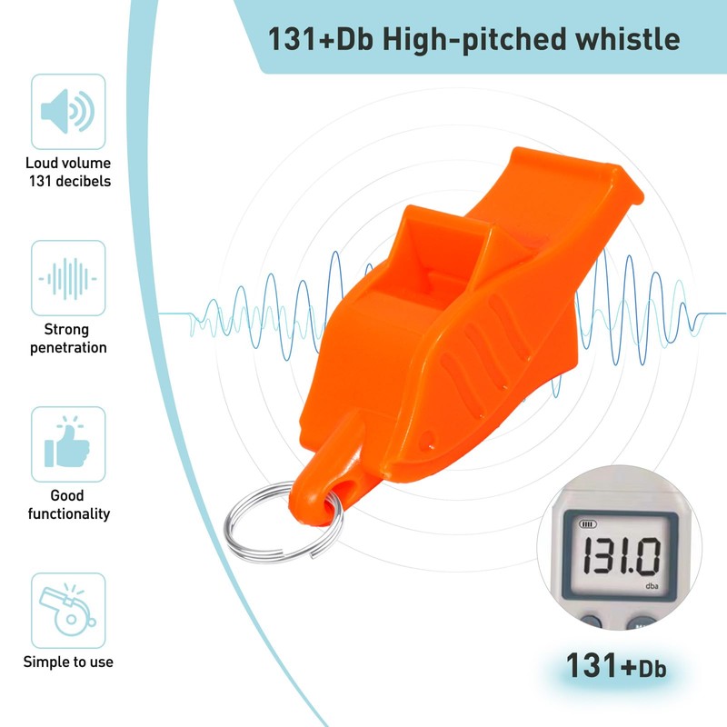 Plume'CHJ Whistle, 2-Pack Fish Shaped Pearl-Free Plastic Whistle with Lanyard，Sports
