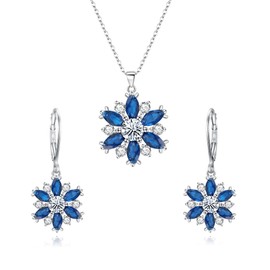 FANZE Snowflake Jewelry Set Cubic Zirconia Elegance Snowflake Necklace Lever Back Dangle Earrings Navy Jewelry Set Trendy Jewelry Gifts for Chrismas/Thanksgiving/Anniversary/Valentine's Day
