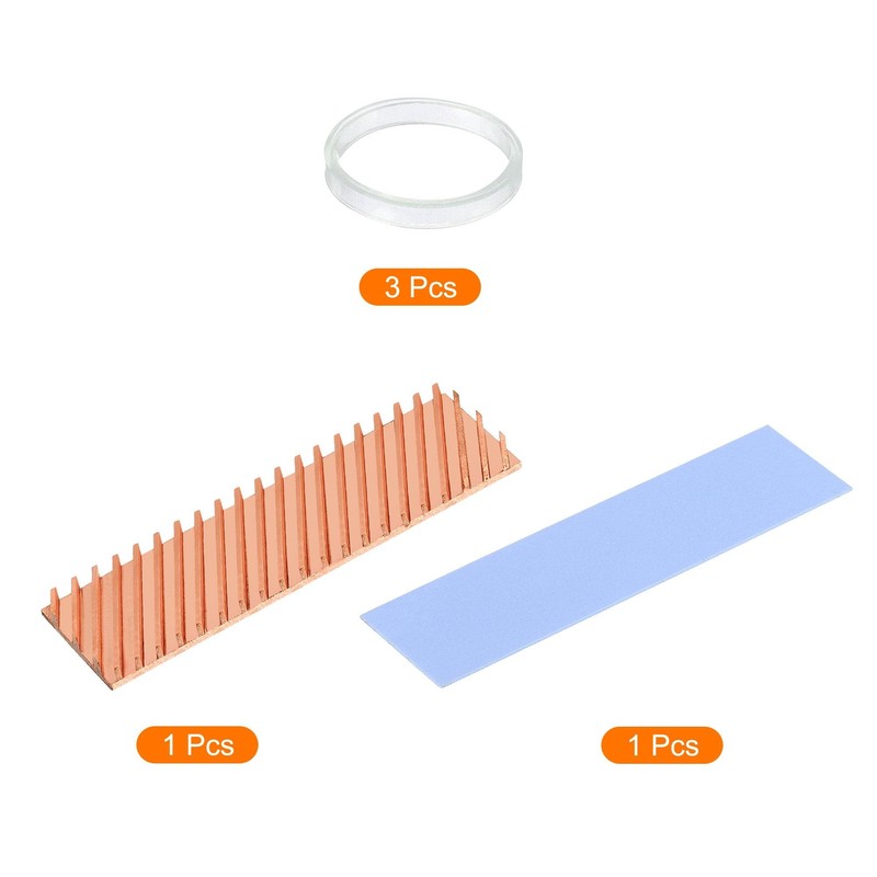sourcing map Copper Heat Sink with Thermal Pad Rubber Ring