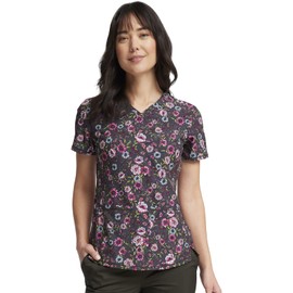 Cherokee Prints Women Scrubs Top V-Neck Print CK703, XL, Romantic Garden