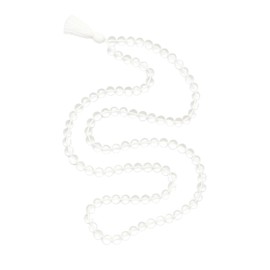 Huda Studio Natural Clear Quartz Crystal Mala (Sphatik Mala) – 108 Beads Hand-Knotted Japa Mala for Meditation, Healing, and Spiritual Use