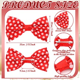 Suncalla Red and White Christmas Tree Topper Bow Mouse Tree Topper 14x8'' Large Red and White Polka-dot Sequin Bow for Indoor Outdoor Christmas Decoration Xmas Party Favors Holiday Treetop Decoration