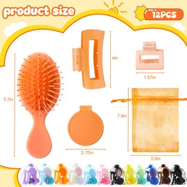 60 Pcs Bulk Gifts for Women Bachelorette Spa Party Favors Include Mini Hair Brush Hair Claw Clips Small Compact Mirrors Bags Baby Shower Bridal Wedding Favor for Guest, 12 Sets