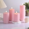 Girimax Pink Ribbed Flameless Pillar Candles with Remote, Flat Top