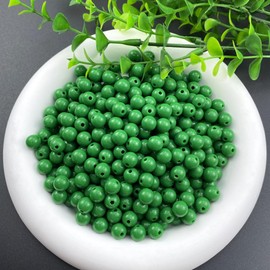 Jmassyang 200 Pieces 10mm Acrylic Round Beads Smooth Spacer Plastic Pastel Beads Craft Beads for DIY Craft Jewelry Making Bracelets Necklaces Earring Crafting Supplies(Emerald)
