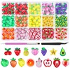 3D Cartoon Fruit Nail Art Charms, 15 Grids Mixed Assorted