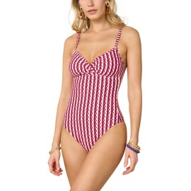 Goldenpoint Damen-Badeanzug Circus – Einteiliger Badeanzug mit Dreieck mit herausnehmbarer Polsterung und verstellbaren Trägern aus Mikrofaser, geometrisches Muster, mehrfarbig, mehrfarbig, 90B