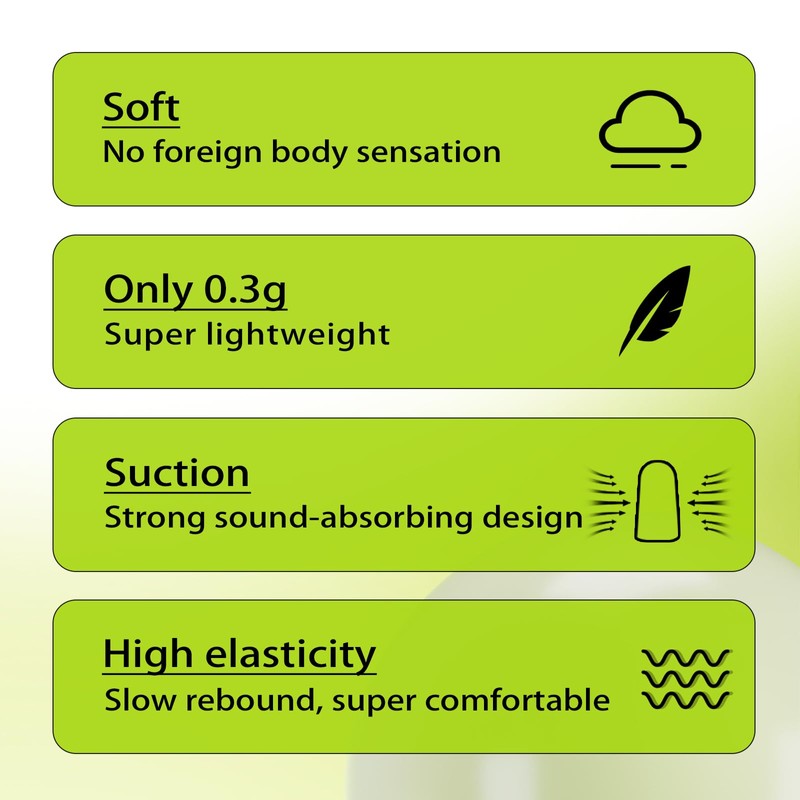 Silicone Earplugs with Storage Case, Lime Green Ear Plugs, 6