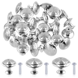 Tanstic 30 Pack 1.06 Inch Silver Round Kitchen Cabinet Knobs with Screws, Drawer Knobs Hardware Round Knob Dresser Knobs Closet Knobs Kitchen Drawer Pulls Cabinet Hardware Cupboard Handles
