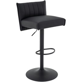 Brage Living Bar Stool, Couch Spring Seat, Adjustable Swivel PU Leather Barstool with Low Back, Armless Counter Height Bar Chair for Kitchen Dining Cafe (Olive Green, Black Base)