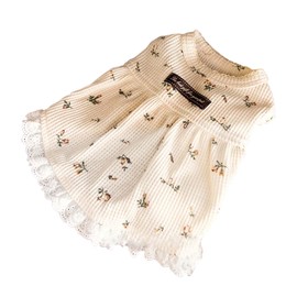 DICOCO Dog Clothes - Cute Floral Dress, Pet Clothes for Small Dogs, Perfect for Dachshund and Shiba Inu, Fashion Lace Skirt Makes Walking and Going Out More Fun (Almond Color*1, Medium)