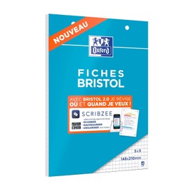 Oxford Index Card Pad 2.0 Punched 148 x 210 mm Small Squares 5 x 5 mm 30 Slots White