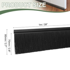 YELARXI Door Sweep Aluminum Alloy Brush Sweeps, 2.8 Inch Black PP Brush 39"L x 3.7"W Fit for Gaps of Door Bottom - H-Shape Holder (Black)