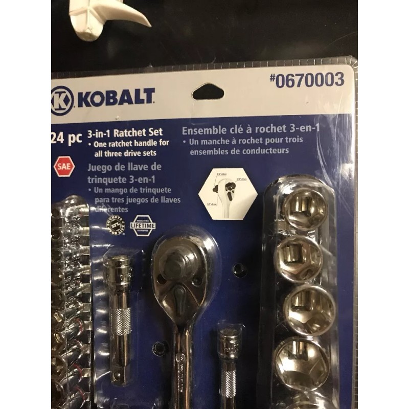 Kobalt 24 piece socket set english 5/32" to 1" 20